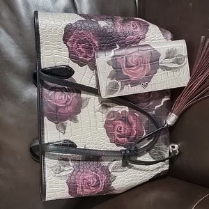 Brighton Collectibles Victorian Rose tote bag and wallet